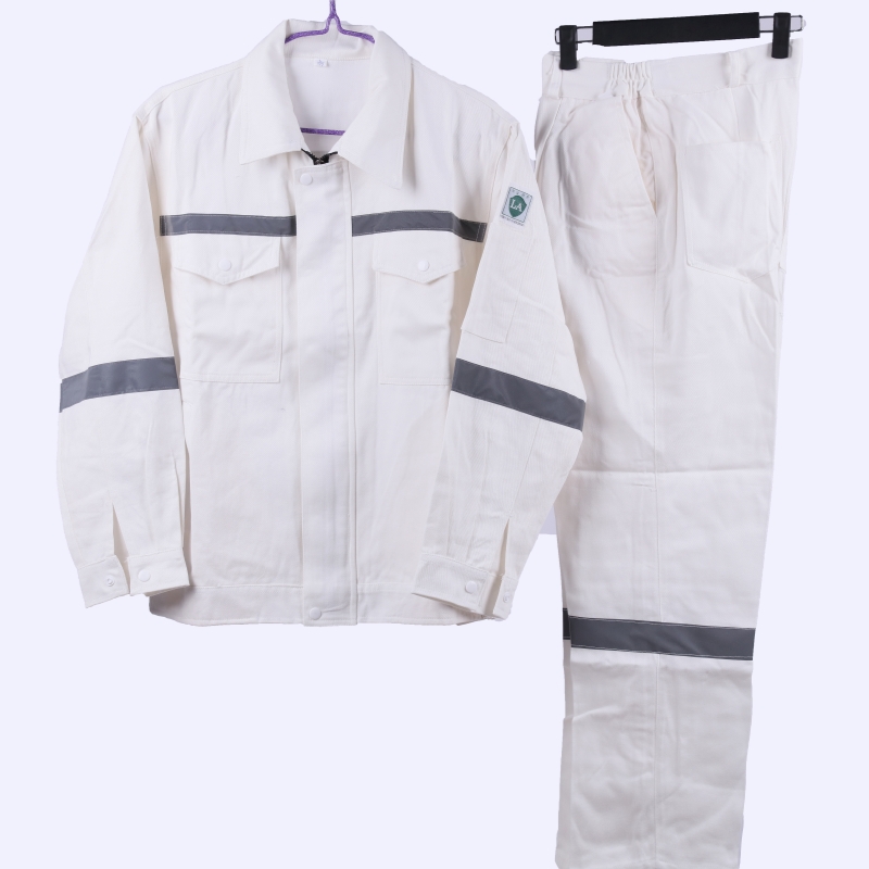 中核二三电焊服耐磨防烫加厚帆布纯棉劳保服定制白色反光条工作服
