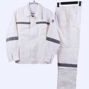 中核二三电焊服耐磨防烫加厚帆布纯棉劳保服定制白色反光条工作服