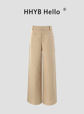 HHYB别来无恙极简复古卡其休闲宽松直筒裤女2026新款百搭Q254227