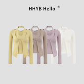女秋冬打底衫 HHYB别来无恙 假两件挂脖扭结针织衫 高级感上衣M2063