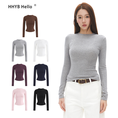HHYB别来无恙 修身内搭打底衫女秋冬2025新款多色长袖T恤250977