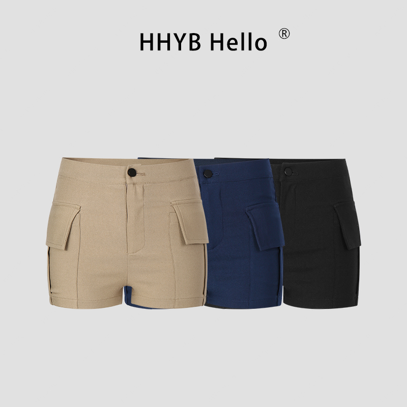 HHYB别来无恙 2025夏季新款时尚百搭高腰显瘦紧身弹力短裤Q254148