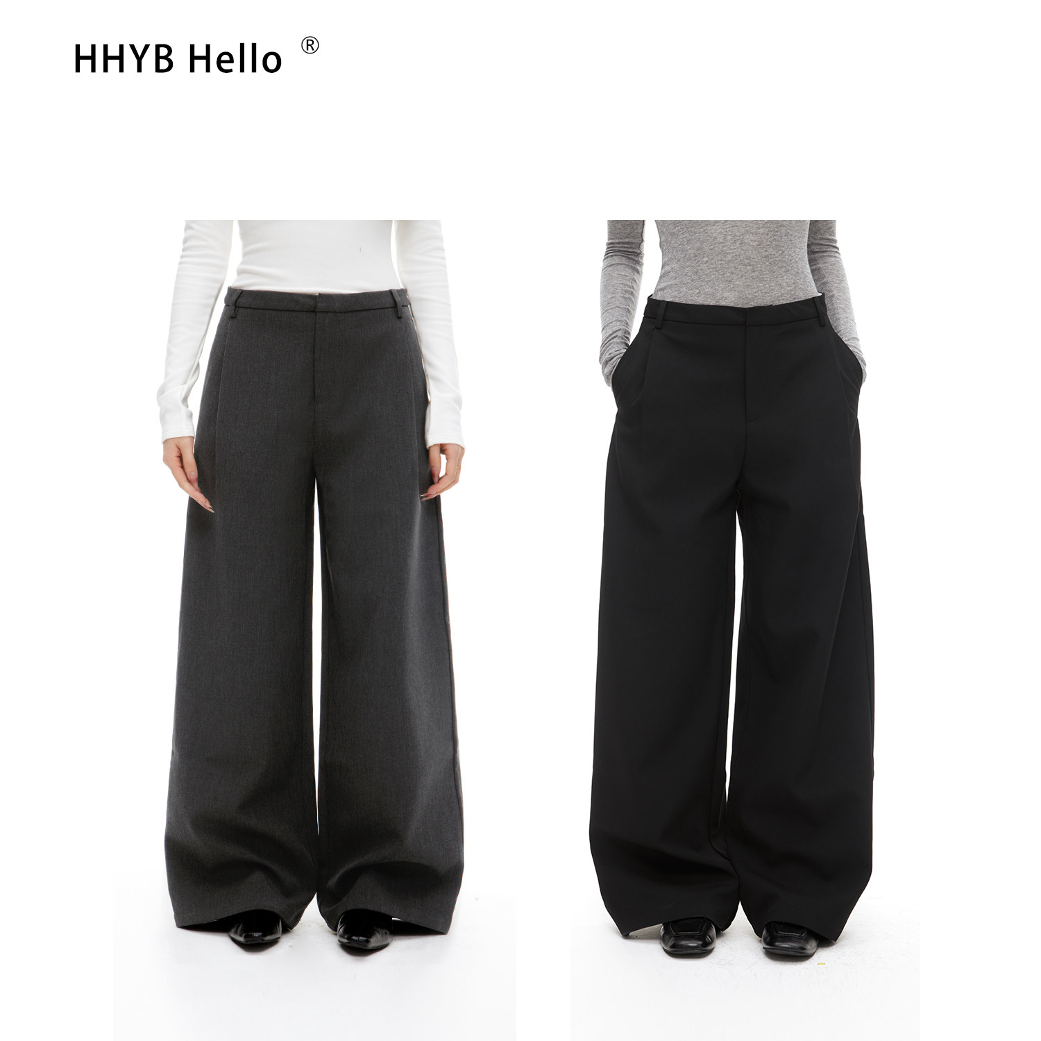 HHYB别来无恙 2025春新款纯色直筒宽松西装休闲裤阔腿长裤Q254043,女装/女士精品,休闲裤,淘宝优惠券,粉丝福利购,淘宝优惠卷