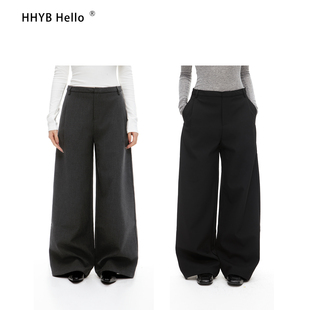 HHYB别来无恙 2025春新款纯色直筒宽松西装休闲裤阔腿长裤Q254043