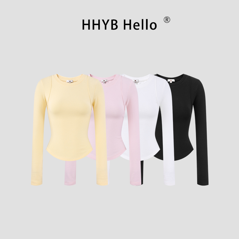 HHYB别来无恙 多色显瘦磨毛打底衫小众百搭修身设计感上衣H10083