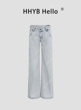 HHYB别来无恙 2025美式复古简约休闲低腰直筒牛仔裤长裤女Q254070