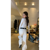 复古简约百搭气质休闲直筒裤 高腰直筒长裤 纯棉 法式 HHYB别来无恙