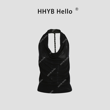 HHYB别来无恙 挂脖美背无袖针织背心新款高级小众不撞款上衣M1070