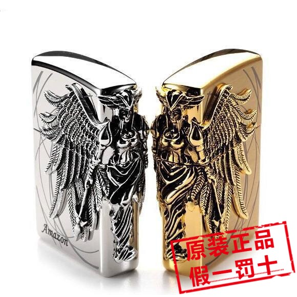 正品ZIPPO之宝打火机 韩版 镀金镀银亚马逊女战士侧贴章 两色可选