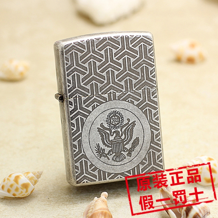 正品ZIPPO芝宝防风打火机DIY版新仿古银蚀刻美国空军标志AIRFORCE