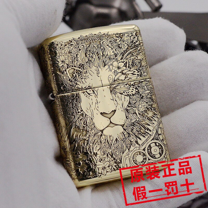 原装正品ZIPPO打火机 204b/168盔甲 纯铜精雕 朋克摇滚狮子 LION