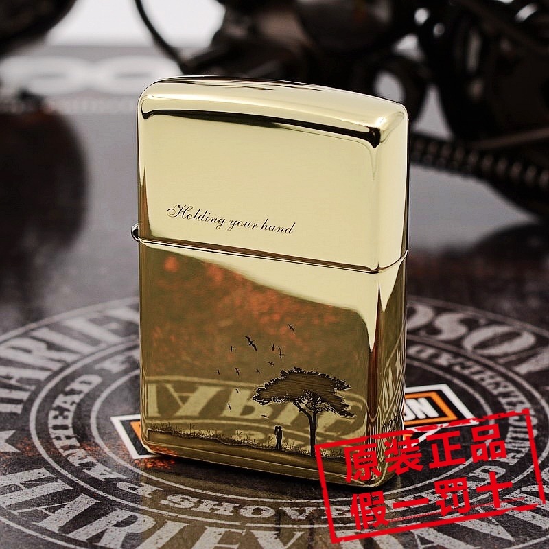 原装正品ZIPPO之宝打火机204b/168盔甲纯铜精雕树下誓言执子之手