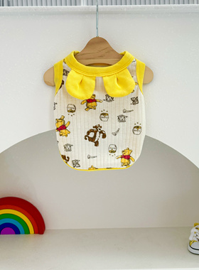 小熊维尼黄色宠物衣服秋季宠物衣服小熊熊耳朵背心纯棉舒适柔软