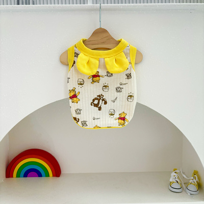 小熊维尼黄色宠物衣服秋季宠物衣服小熊熊耳朵背心纯棉舒适柔软