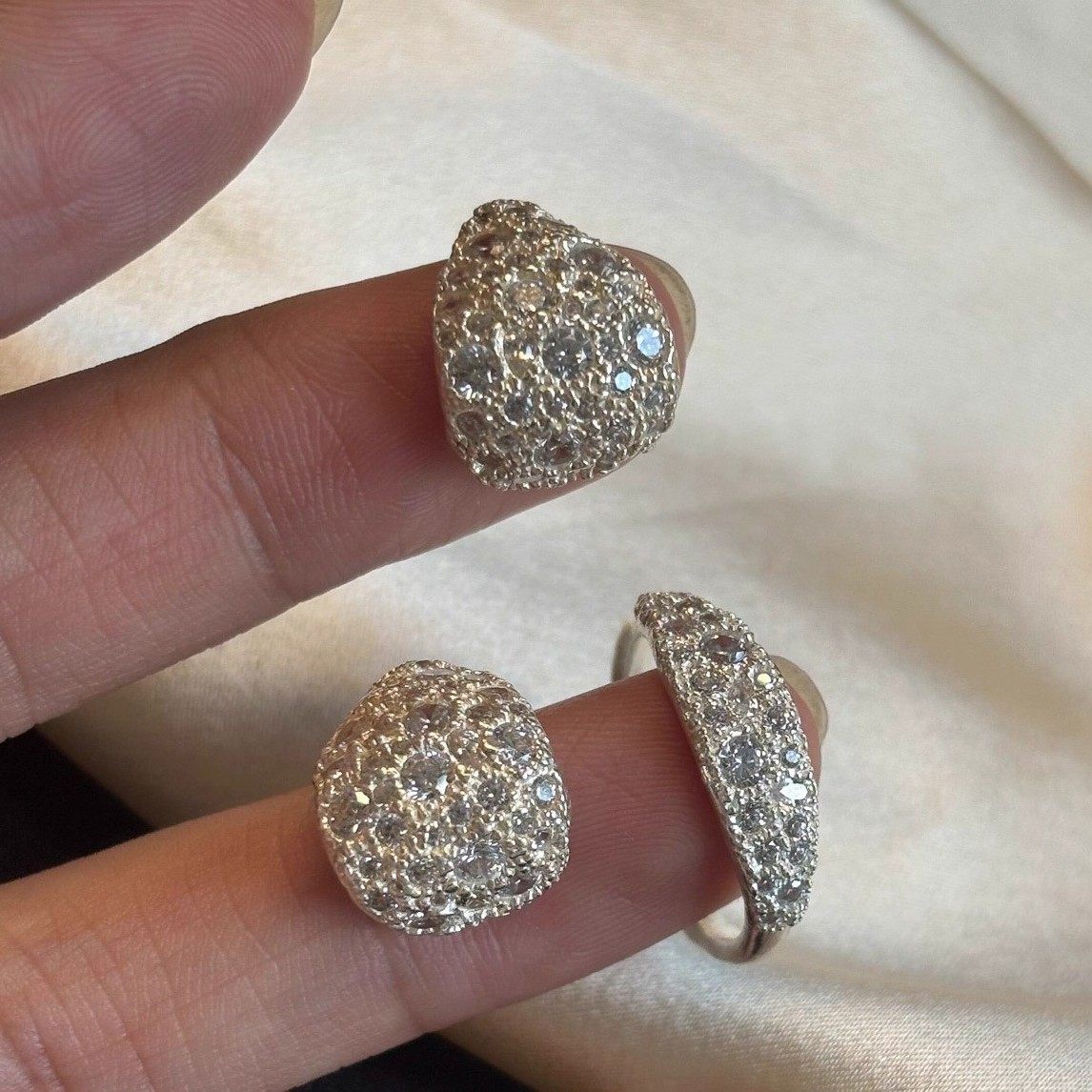 精致高级感手工捶感纹理几何耳环