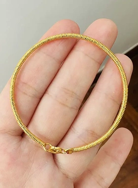 格调 爆款圆圆满满金圈手环2025新款时尚轻奢素金小金手链手镯女