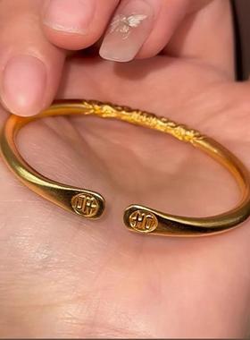 双吉卷草纹手镯2025新款古法