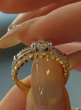 轻奢撞色多层一体食指戒百搭