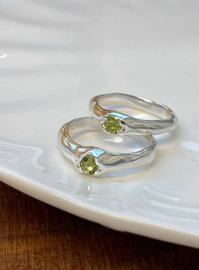 韩系ins风哑光银色闪钻戒指