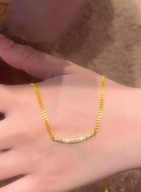 格调 同款项链设计轻奢高级感镶嵌锆石超闪细链个性黄金色锁骨链