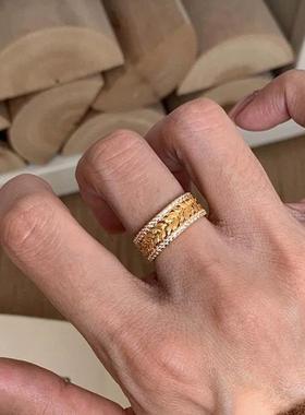 小红书奢品满钻编织雕刻拉丝指环