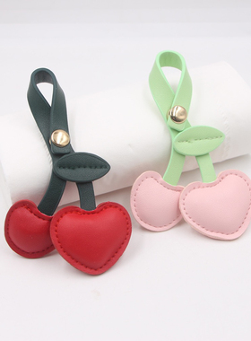 ins清新田园风格樱桃钥匙扣皮质挂件轻奢高级pu皮质包车厘子挂坠