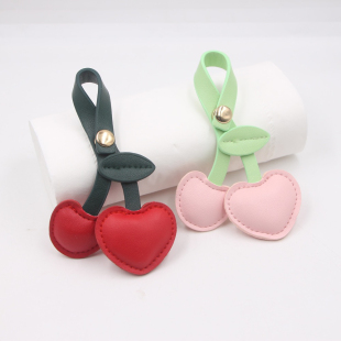 ins清新田园风格 樱桃钥匙扣皮质挂件轻奢高级pu皮质包车厘子挂坠