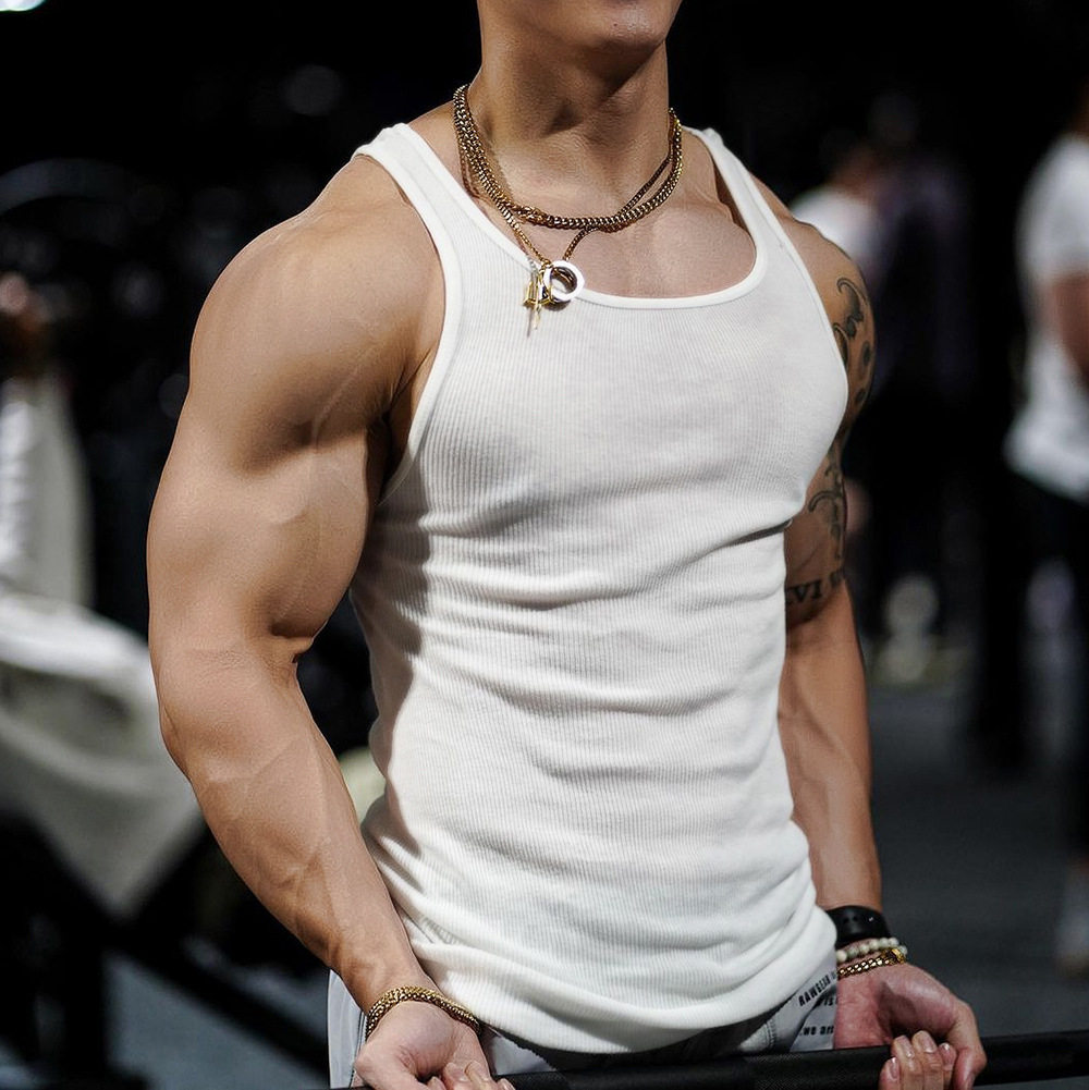 FITNESS VEST MENS SPORTS SLIM SLEEVELESS T-SHIRT QUICK-DRYING BREATHABLE AMERICAN TRENDY BRAND TOP BASKETBALL STRETCH TIGHTS