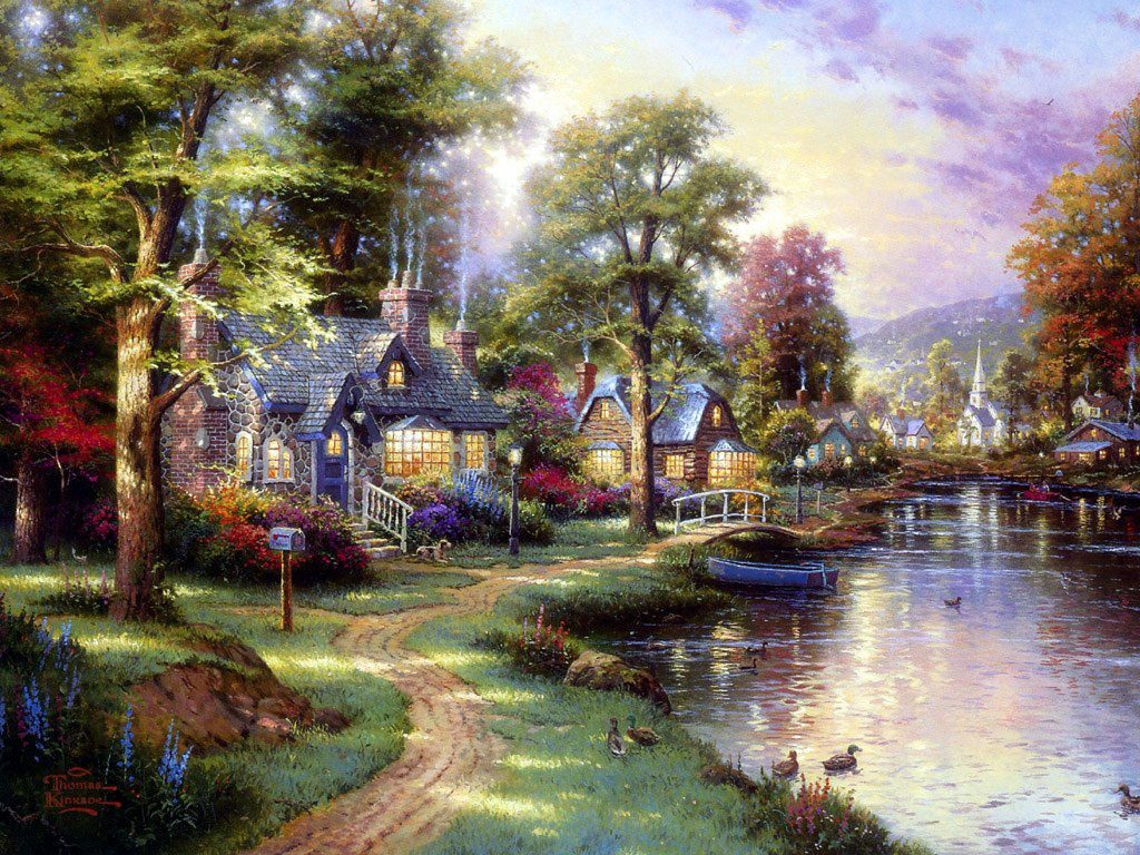 新款印花法国正品dmc十字绣 名画 托马斯名画油画风景 小屋