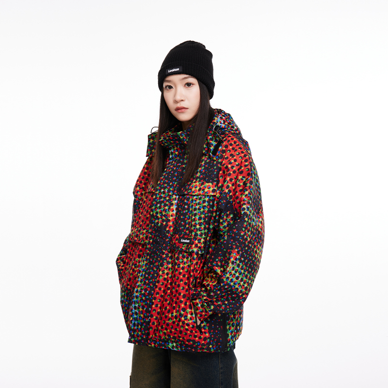 夹克外套圆点街头美式连帽物空