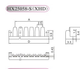 XHD-2S 3S 4S 5S 6S 7S 红星HXH 25058-S 接插件 锁片 红色连接器