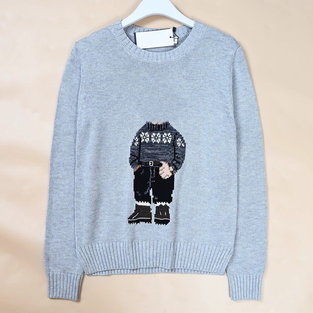 美国单  女士棉线卡通图案圆领休闲长袖针织毛衣