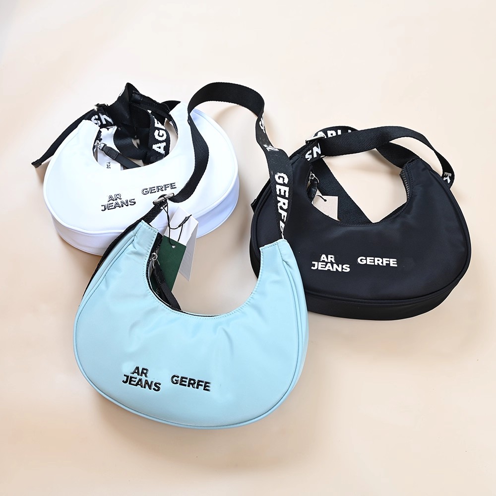 美系  女士尼龙字母单肩包 女斜挎包 月牙包