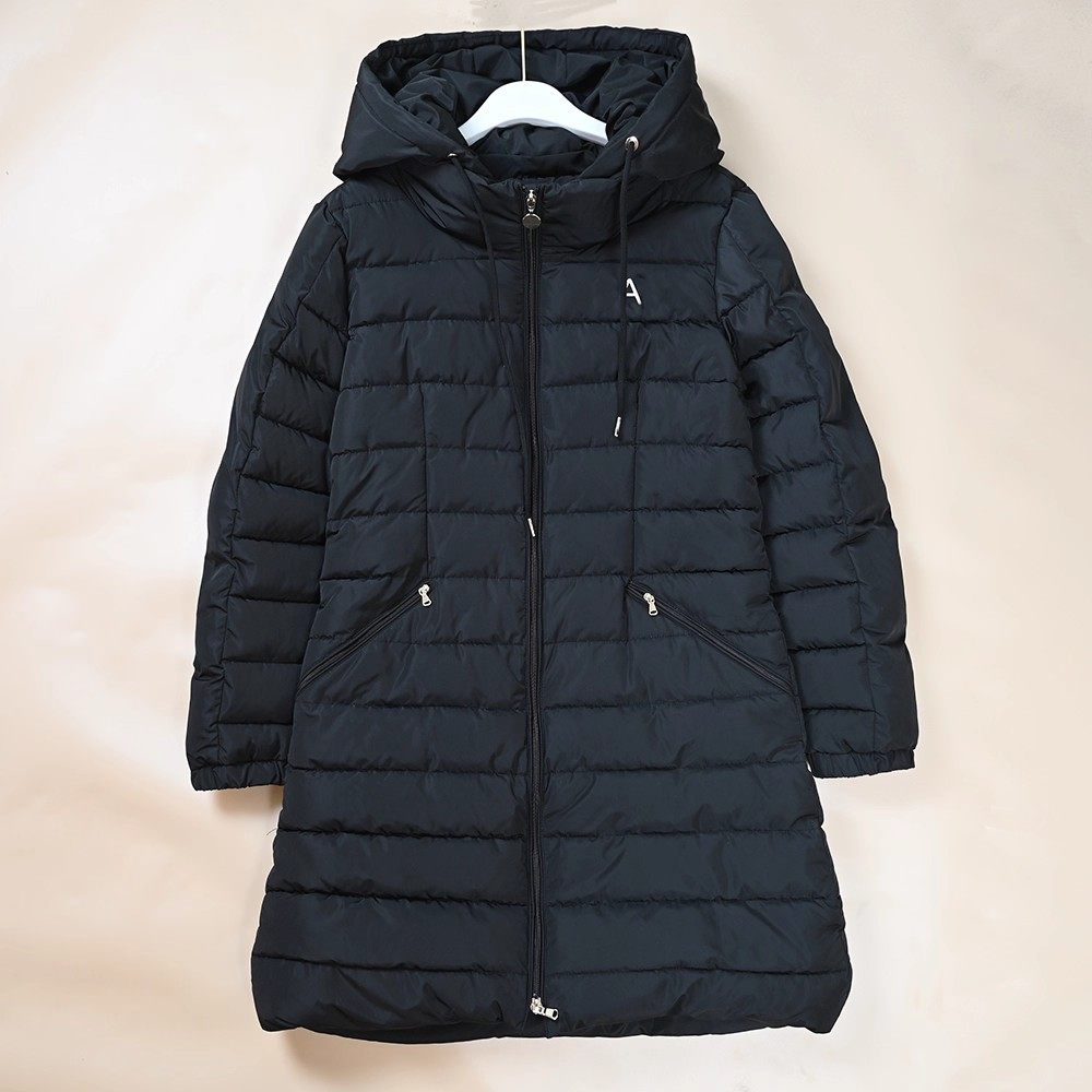 女士厚实可脱卸帽夹棉修身休闲款中长款棉衣棉服