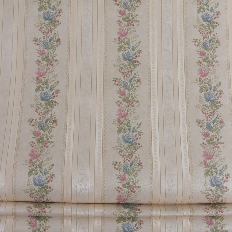 现货 英国原装进口壁纸 美式米黄 珠光法式小花 卧室 无纺纸墙纸