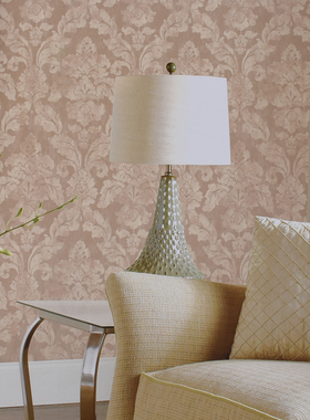 美国原装进口壁纸美式新古典复古大马士革FACILE A ENLEVER墙纸