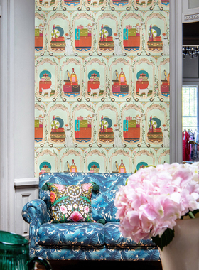 美国进口壁纸 FANCY TRIP Dusty Pink Wallpaper 无纺布高档 墙纸