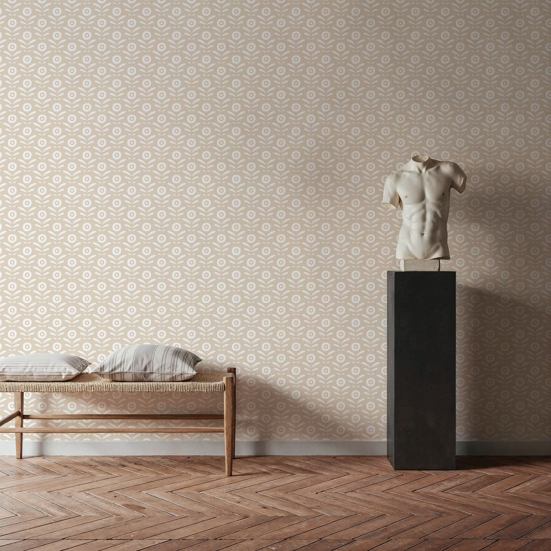 沃拉尔 ins 大丽花 卧室个性满铺小花花壁纸 环保木纤维墙纸