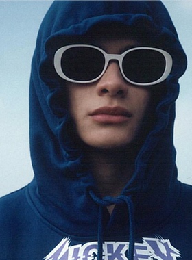 潮流新款韩国椭圆形凹造型复古太阳眼镜女男ins欧美墨镜白色茶色