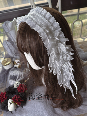 天使之翼 双色翅膀发带 Lolita蕾丝重工复古百搭纯色kc双子花嫁