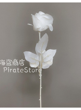 皑皑 纯白色玫瑰花朵 纯洁梦境 小枝仿真花 拍照道具 Lolita 新娘