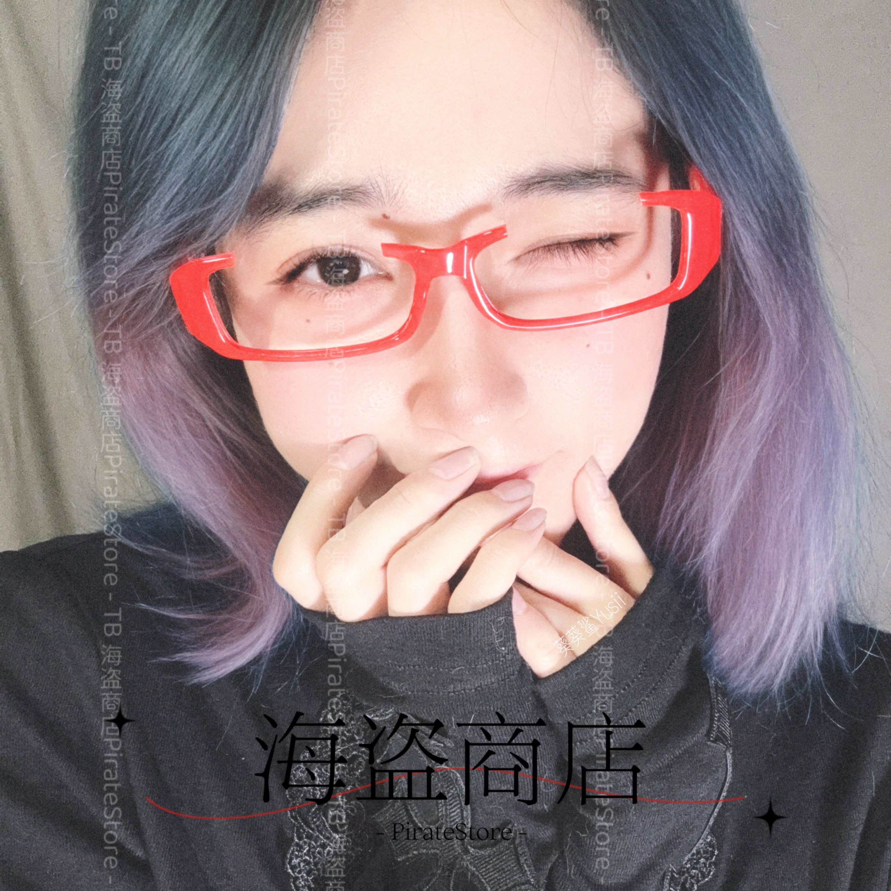 焰 红色半框眼镜cos 粗线条甜系魔法少女小圆晓美焰 cosplay