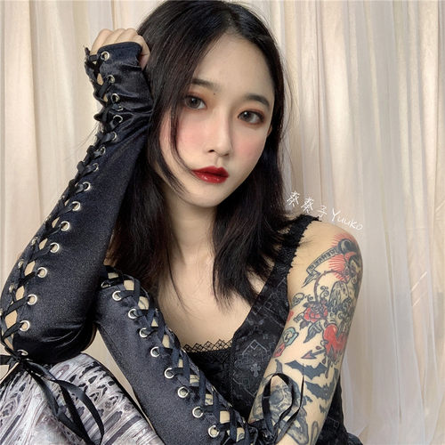 包邮暗黑绑带手套超酷