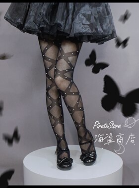 珍珠交叉辣妹连裤网袜