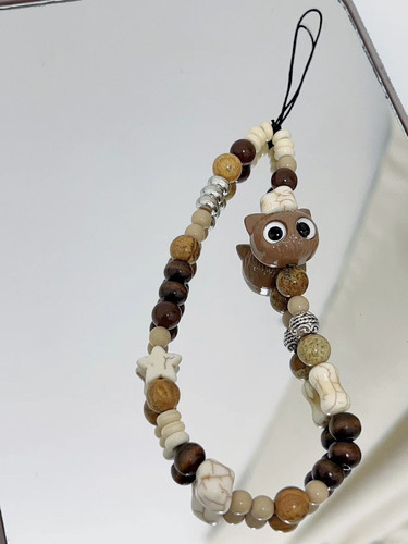 佛系猫猫头 复古可爱小猫冷淡风手工串珠手机链条小熊ccd挂绳闺蜜