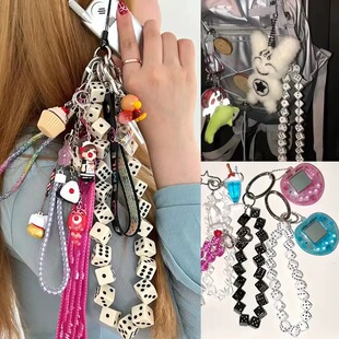 极繁主义骰子挂件包链钥匙扣手机挂绳y2k小众亚文化男女暗黑创意