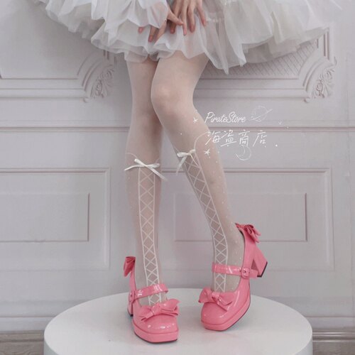 优雅甜妹蝴蝶结绑带Lolita连裤袜