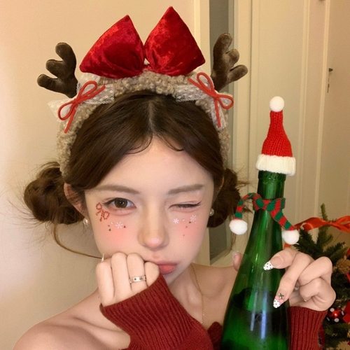 圣诞小鹿发箍 氛围感日常简约甜妹头饰 蝴蝶结鹿角 可爱百搭