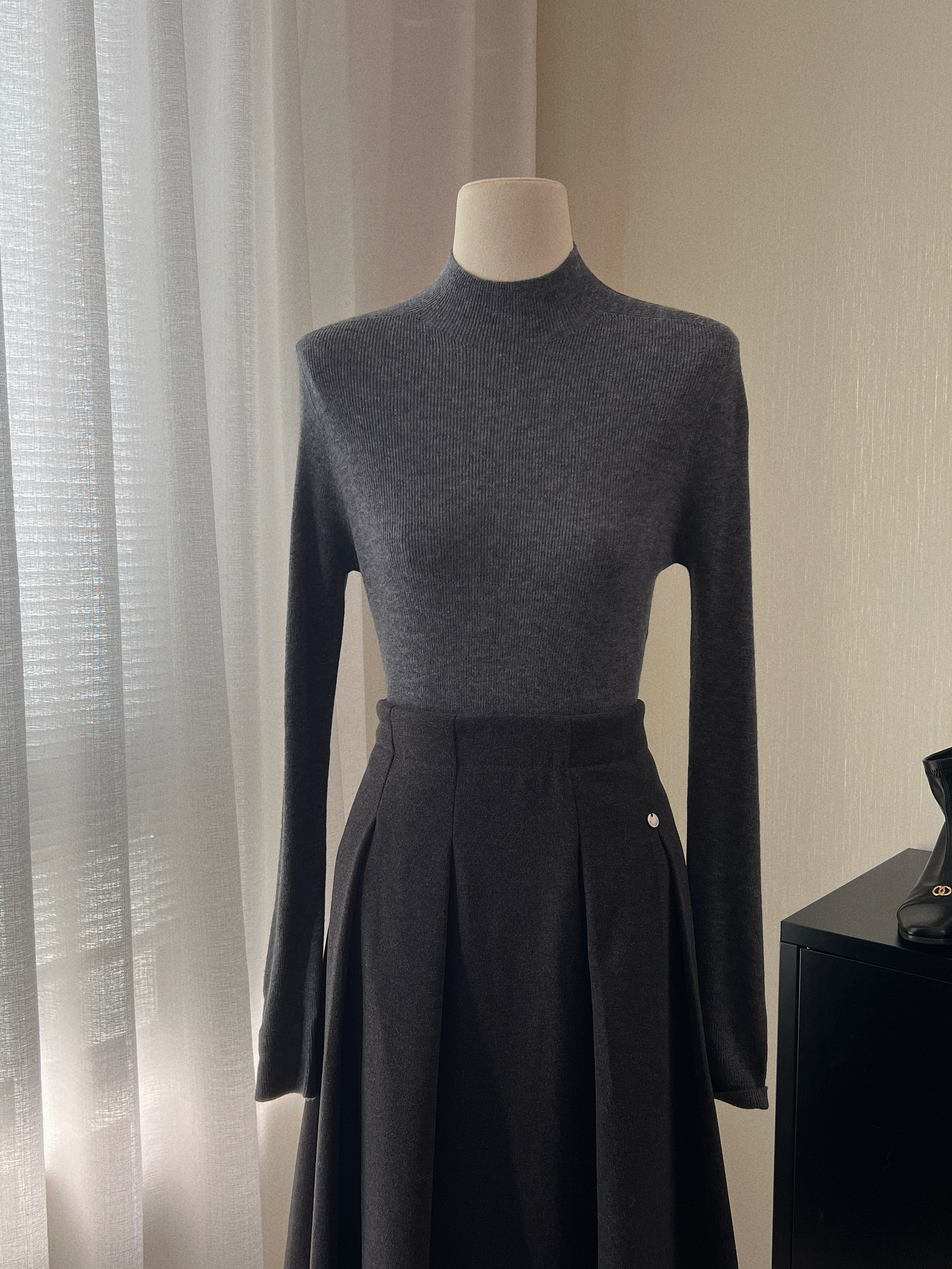 THENCE“月半领”韩系简约羊毛半高领修身显瘦针织衫秋冬打底上衣