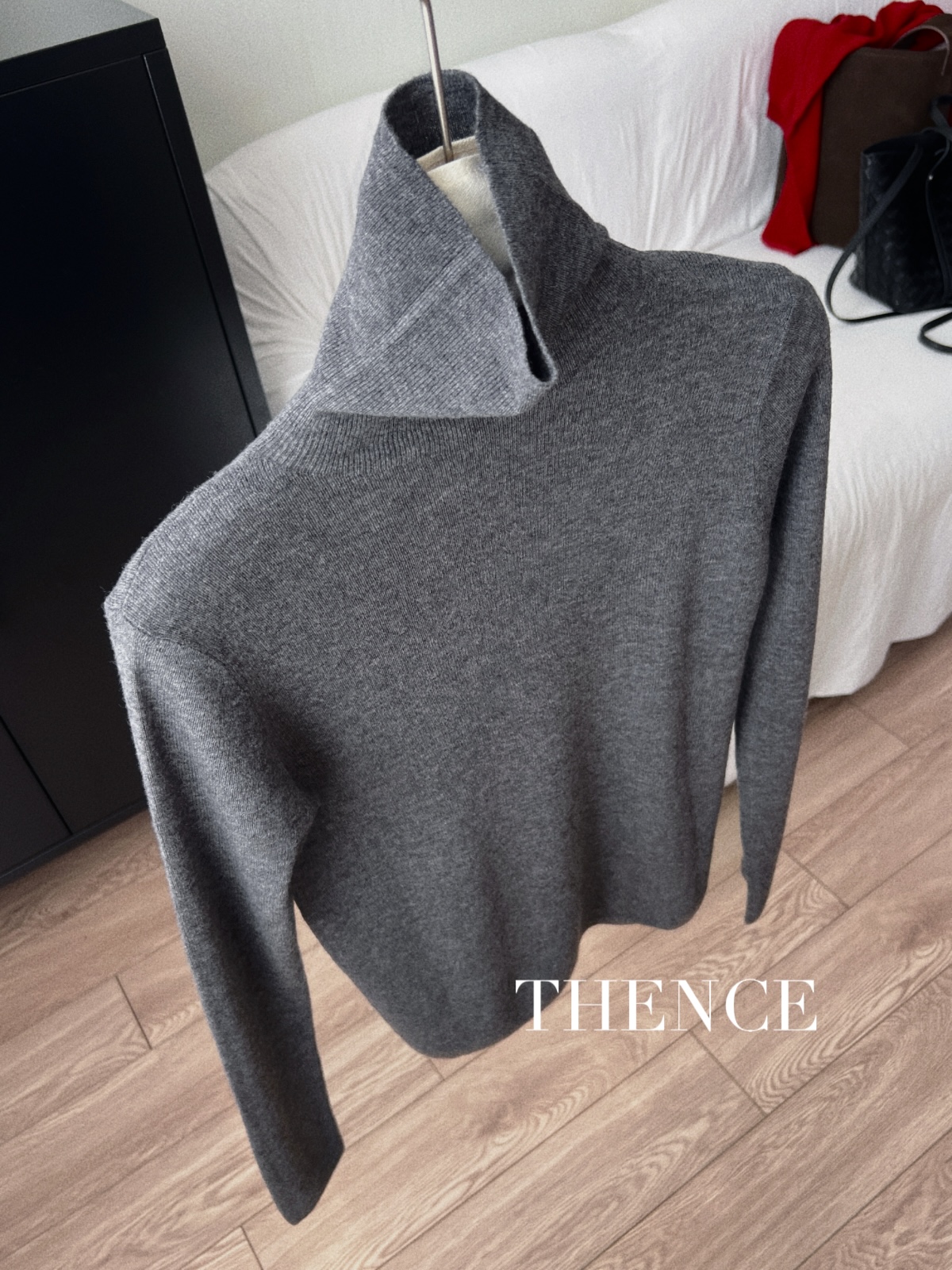 THENCE“美丽羊” 韩系简约100羊毛高领堆堆领针织2025百搭打底衫